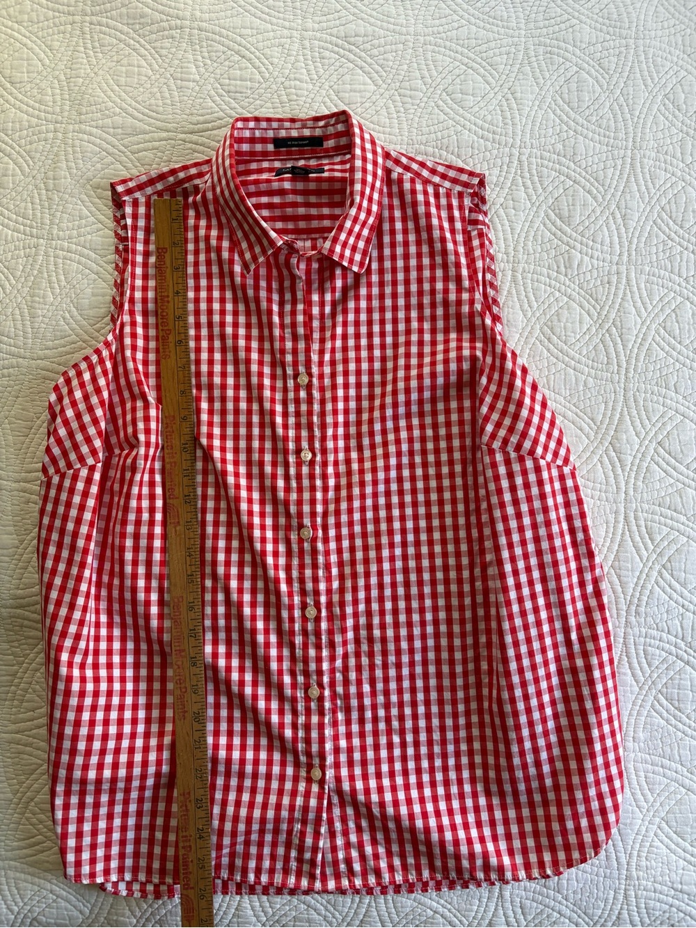 Gingham Blouse 18 Lands End Like New Red and White Americana - Picture 5 of 9